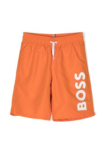 BOSS Kidswear logo-print swim shorts - Arancione