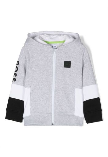 BOSS Kidswear logo-detail cotton hoodie - Grigio