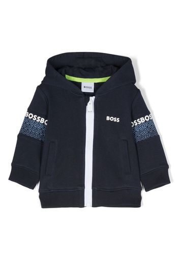 BOSS Kidswear logo-print cotton hoodie - Blu