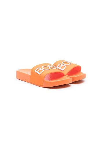 BOSS Kidswear embossed-logo sliders - Arancione