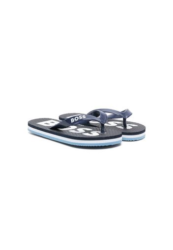 BOSS Kidswear logo-print flip flops - Blu