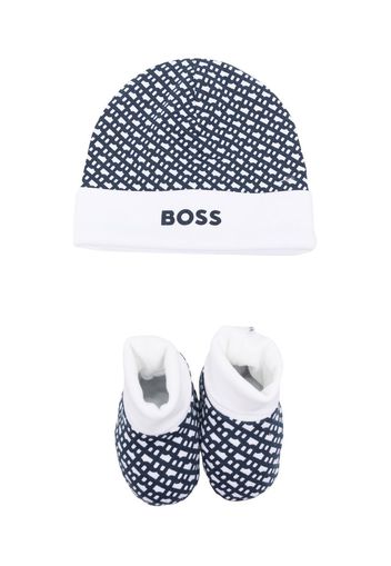 BOSS Kidswear Set berretto con stampa - Blu