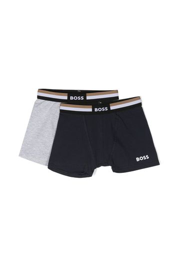 BOSS Kidswear set of two logo-print boxers - Blu