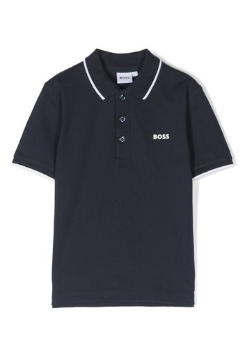 BOSS Kidswear logo-print polo shirt - Blu