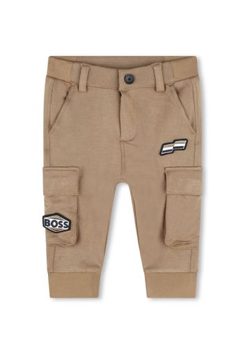 BOSS Kidswear logo-patch trousers - Marrone