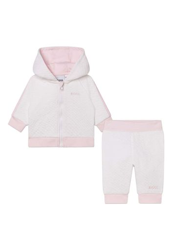 BOSS Kidswear logo-embroidered perforated tracksuit set - Bianco
