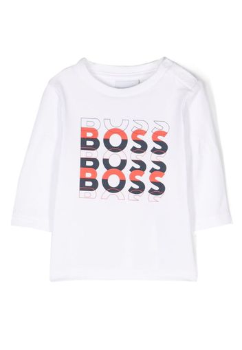 BOSS Kidswear Top a maniche lunghe con stampa - Bianco