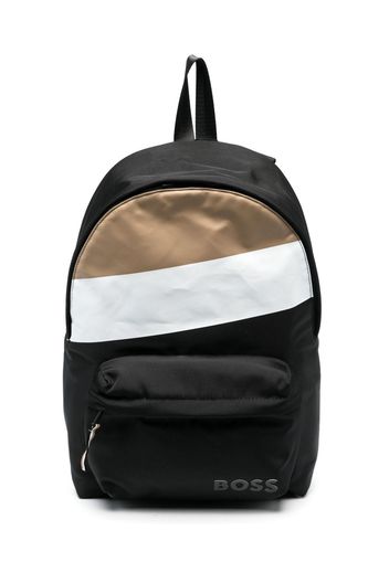 BOSS Kidswear striped logo-print backpack - Nero