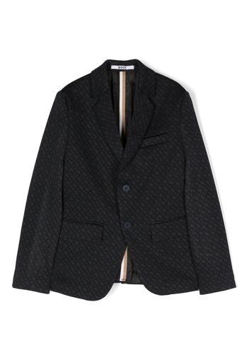 BOSS Kidswear Blazer monopetto con monogramma jacquard - Blu