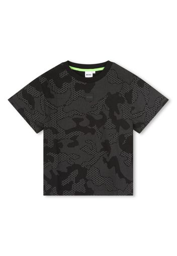 BOSS Kidswear logo-patch round-neck T-shirt - Nero