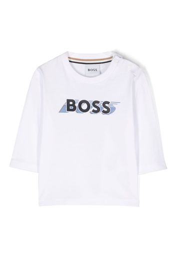 BOSS Kidswear Top a maniche lunghe con stampa - Bianco