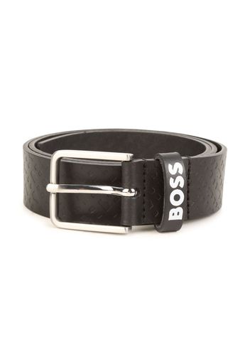 BOSS Kidswear logo-print leather belt - Nero