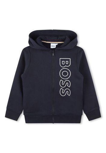 BOSS Kidswear logo-print cotton hoodie - Blu