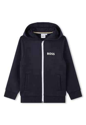 BOSS Kidswear logo-print hooded jacket - Blu