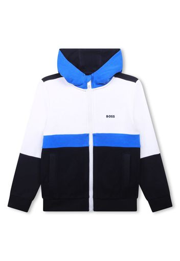 BOSS Kidswear logo-print zip-up hoodie - Blu