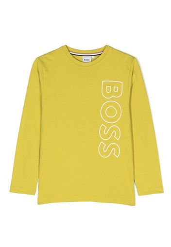 BOSS Kidswear T-shirt a maniche lunghe con stampa - Verde