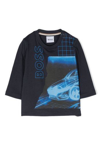 BOSS Kidswear Top a maniche lunghe con stampa - Blu