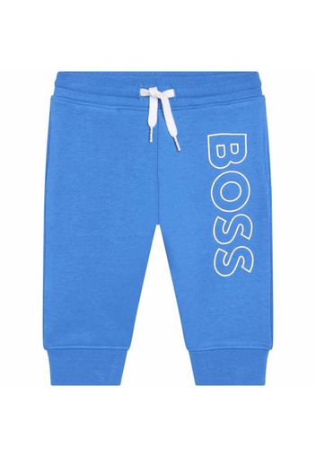 BOSS Kidswear embossed-logo trousears - Blu