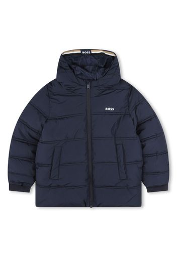 BOSS Kidswear embroidered-logo padded jacket - Blu