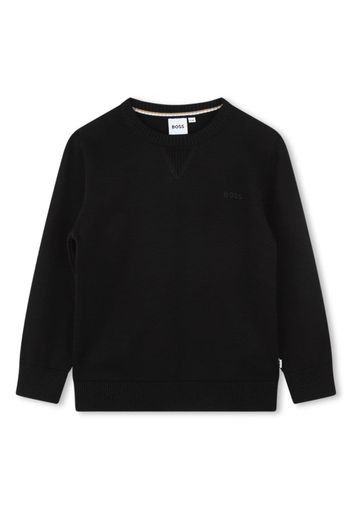 BOSS Kidswear logo-embroidered cotton sweatshirt - Nero