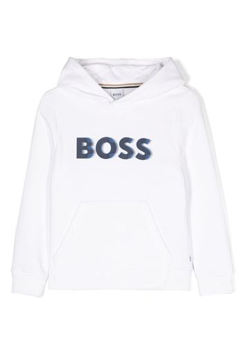 BOSS Kidswear logo-print cotton-blend hoodie - Bianco