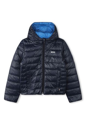 BOSS Kidswear reversible puffer hooded jacket - Blu