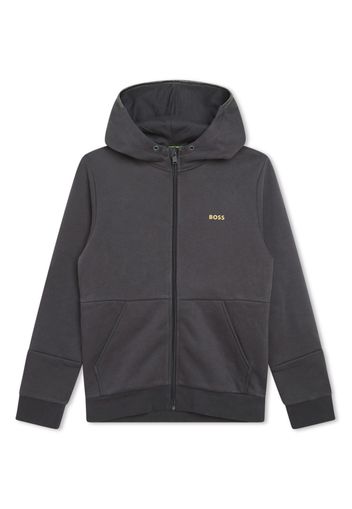 BOSS Kidswear embossed-logo cotton jacket - Grigio