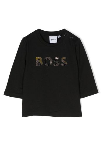 BOSS Kidswear Top a maniche lunghe con stampa - Nero