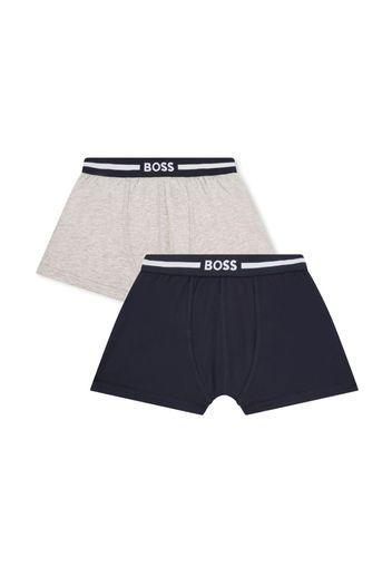 BOSS Kidswear logo-waistband cotton boxers (set of two) - Blu