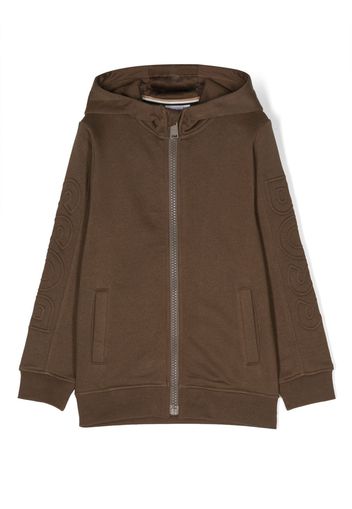 BOSS Kidswear embossed-logo zipped hoodie - Marrone