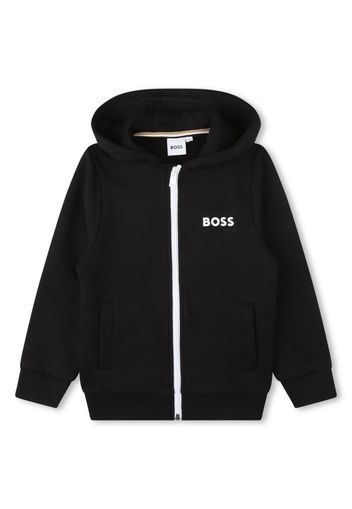 BOSS Kidswear embossed-logo cotton jacket - Nero