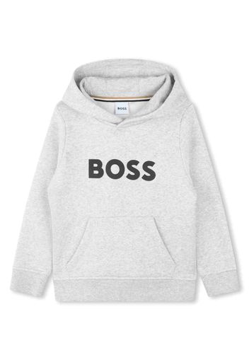 BOSS Kidswear debossed-logo cotton hoodie - Grigio