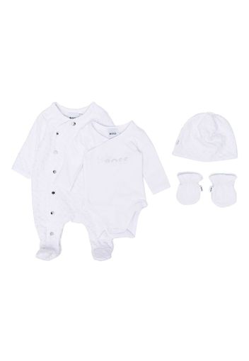 BOSS Kidswear Pigiama con monogramma jacquard - Bianco