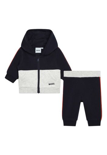 BOSS Kidswear logo-embroidered cotton-blend tracksuit set - Blu