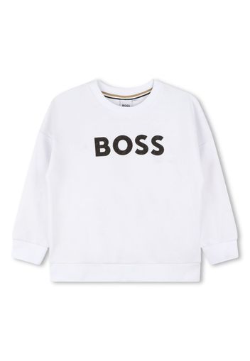 BOSS Kidswear contrasting logo print cotton sweatshirt - Bianco