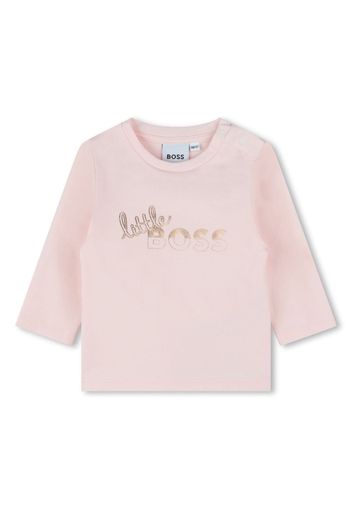 BOSS Kidswear slogan-print long-sleeved T-shirt - Rosa