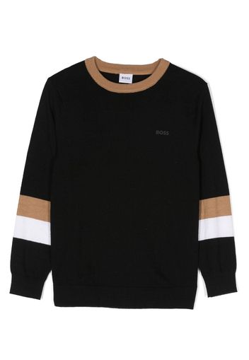 BOSS Kidswear Maglione con dettagli a righe - Nero