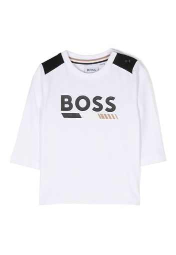 BOSS Kidswear Top a maniche lunghe con stampa - Bianco