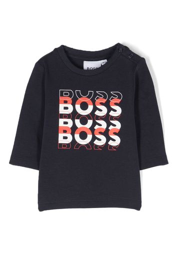 BOSS Kidswear Top a maniche lunghe con stampa - Blu