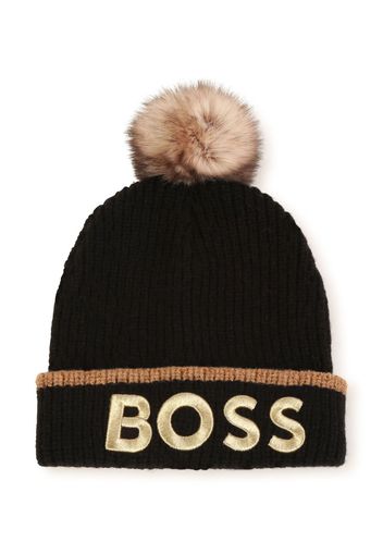 BOSS Kidswear Berretto a coste con ricamo - Nero