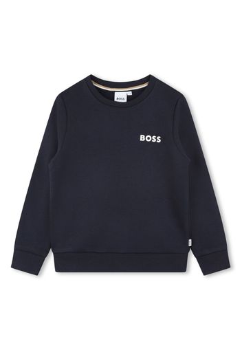 BOSS Kidswear logo-print cotton-blend sweatshirt - Blu