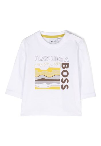 BOSS Kidswear Top a maniche lunghe con stampa - Bianco