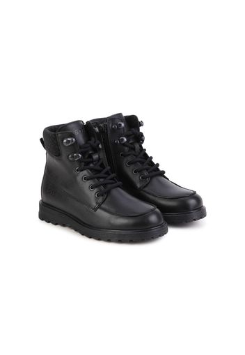 BOSS Kidswear logo-debossed leather ankle boots - Nero