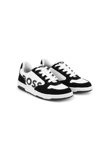 BOSS Kidswear logo-print leather sneakers - Nero