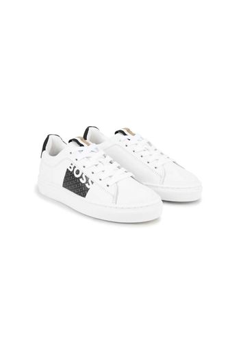BOSS Kidswear logo-print lace-up sneakers - WHITE