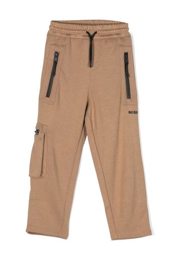 BOSS Kidswear logo-embossed piqué track pants - Toni neutri