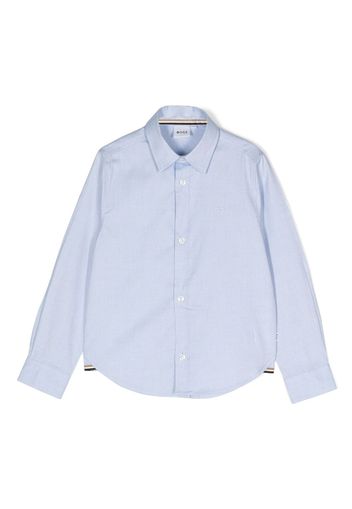BOSS Kidswear logo-embroidered cotton shirt - Blu