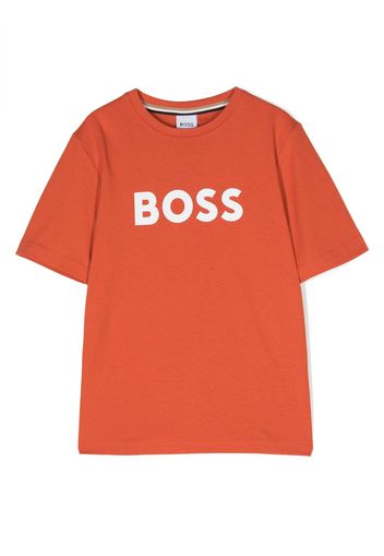 BOSS Kidswear logo-print cotton T-shirt - Arancione