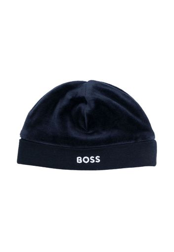 BOSS Kidswear logo-embroidered beanie - Blu