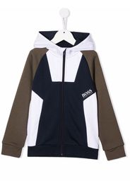 BOSS Kidswear colour-block zip-up hoodie - Blu